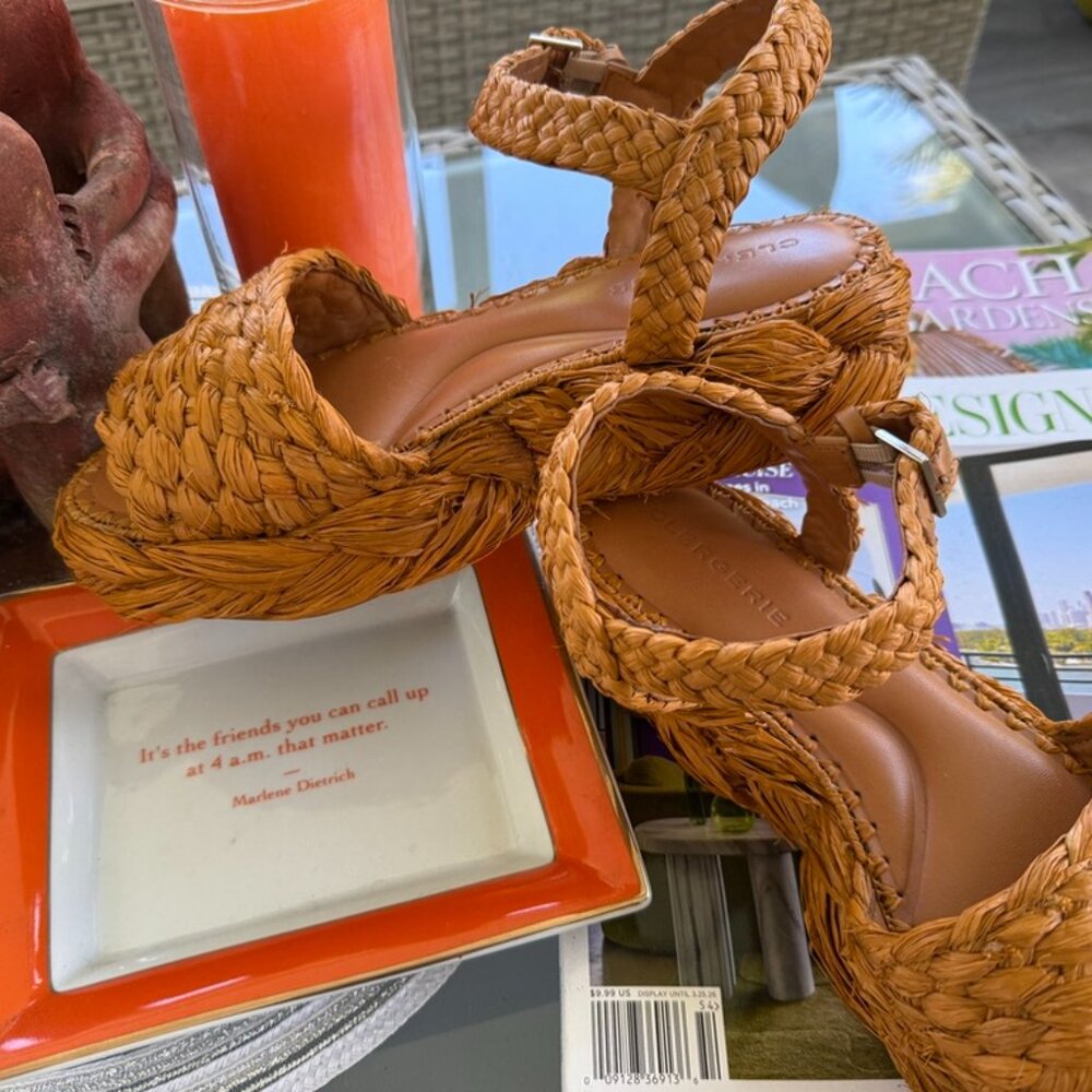 CLERGERIE Raffia sandel orange